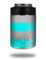 Skin Decal Wrap for Yeti Colster, Ozark Trail and RTIC Can Coolers - Psycho Stripes Neon Teal and Gray (COOLER NOT INCLUDED)