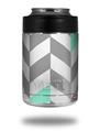 Skin Decal Wrap for Yeti Colster, Ozark Trail and RTIC Can Coolers - Chevrons Gray And Seafoam (COOLER NOT INCLUDED)