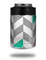 Skin Decal Wrap for Yeti Colster, Ozark Trail and RTIC Can Coolers - Chevrons Gray And Turquoise (COOLER NOT INCLUDED)