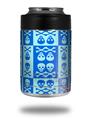Skin Decal Wrap for Yeti Colster, Ozark Trail and RTIC Can Coolers - Skull And Crossbones Pattern Blue (COOLER NOT INCLUDED)