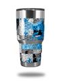 Skin Decal Wrap for Yeti Tumbler Rambler 30 oz Checker Skull Splatter Blue (TUMBLER NOT INCLUDED)