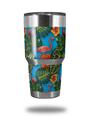 Skin Decal Wrap for Yeti Tumbler Rambler 30 oz Famingos and Flowers Blue Medium (TUMBLER NOT INCLUDED)