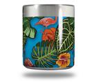 Skin Decal Wrap for Yeti Rambler Lowball - Famingos and Flowers Blue Medium