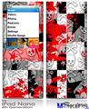 iPod Nano 4G Skin - Checker Skull Splatter Red