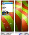 iPod Nano 4G Skin - Two Tone Waves Neon Green Orange