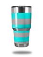 WraptorSkinz Skin Wrap compatible with RTIC 30oz ORIGINAL 2017 AND OLDER Tumblers Psycho Stripes Neon Teal and Gray (TUMBLER NOT INCLUDED)