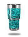 WraptorSkinz Skin Wrap compatible with RTIC 30oz ORIGINAL 2017 AND OLDER Tumblers Folder Doodles Neon Teal (TUMBLER NOT INCLUDED)