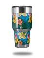 WraptorSkinz Skin Wrap compatible with RTIC 30oz ORIGINAL 2017 AND OLDER Tumblers Beach Flowers 02 Blue Medium (TUMBLER NOT INCLUDED)