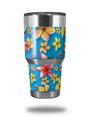 WraptorSkinz Skin Wrap compatible with RTIC 30oz ORIGINAL 2017 AND OLDER Tumblers Beach Flowers Blue Medium (TUMBLER NOT INCLUDED)