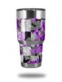 WraptorSkinz Skin Wrap compatible with RTIC 30oz ORIGINAL 2017 AND OLDER Tumblers Purple Checker Skull Splatter (TUMBLER NOT INCLUDED)