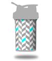 Decal Style Skin Wrap works with Blender Bottle 22oz ProStak Chevrons Gray And Aqua (BOTTLE NOT INCLUDED)
