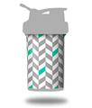 Decal Style Skin Wrap works with Blender Bottle 22oz ProStak Chevrons Gray And Turquoise (BOTTLE NOT INCLUDED)