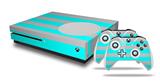 WraptorSkinz Decal Skin Wrap Set works with 2016 and newer XBOX One S Console and 2 Controllers Psycho Stripes Neon Teal and Gray
