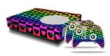 WraptorSkinz Decal Skin Wrap Set works with 2016 and newer XBOX One S Console and 2 Controllers Love Heart Checkers Rainbow