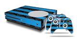 WraptorSkinz Decal Skin Wrap Set works with 2016 and newer XBOX One S Console and 2 Controllers Skull Stripes Blue