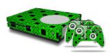 WraptorSkinz Decal Skin Wrap Set works with 2016 and newer XBOX One S Console and 2 Controllers Criss Cross Green