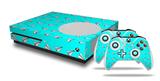 WraptorSkinz Decal Skin Wrap Set works with 2016 and newer XBOX One S Console and 2 Controllers Paper Planes Neon Teal
