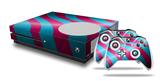 WraptorSkinz Decal Skin Wrap Set works with 2016 and newer XBOX One S Console and 2 Controllers Two Tone Waves Neon Teal Hot Pink
