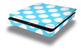 Vinyl Decal Skin Wrap compatible with Sony PlayStation 4 Slim Console Kearas Polka Dots White And Blue (PS4 NOT INCLUDED)