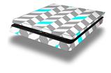 Vinyl Decal Skin Wrap compatible with Sony PlayStation 4 Slim Console Chevrons Gray And Aqua (PS4 NOT INCLUDED)