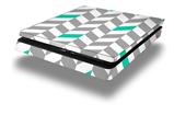 Vinyl Decal Skin Wrap compatible with Sony PlayStation 4 Slim Console Chevrons Gray And Turquoise (PS4 NOT INCLUDED)