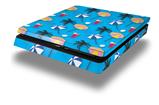 Vinyl Decal Skin Wrap compatible with Sony PlayStation 4 Slim Console Beach Party Umbrellas Blue Medium (PS4 NOT INCLUDED)