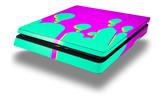 Vinyl Decal Skin Wrap compatible with Sony PlayStation 4 Slim Console Drip Teal Pink Yellow (PS4 NOT INCLUDED)