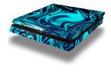Vinyl Decal Skin Wrap compatible with Sony PlayStation 4 Slim Console Liquid Metal Chrome Neon Blue (PS4 NOT INCLUDED)