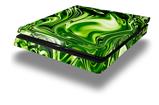 Vinyl Decal Skin Wrap compatible with Sony PlayStation 4 Slim Console Liquid Metal Chrome Neon Green (PS4 NOT INCLUDED)