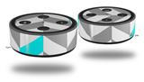 Skin Wrap Decal Set 2 Pack for Amazon Echo Dot 2 - Chevrons Gray And Aqua (2nd Generation ONLY - Echo NOT INCLUDED)