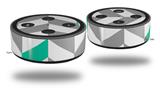 Skin Wrap Decal Set 2 Pack for Amazon Echo Dot 2 - Chevrons Gray And Turquoise (2nd Generation ONLY - Echo NOT INCLUDED)