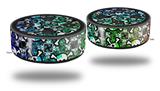 Skin Wrap Decal Set 2 Pack for Amazon Echo Dot 2 - Splatter Girly Skull Rainbow (2nd Generation ONLY - Echo NOT INCLUDED)