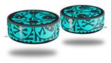 Skin Wrap Decal Set 2 Pack for Amazon Echo Dot 2 - Skull Patch Pattern Blue (2nd Generation ONLY - Echo NOT INCLUDED)
