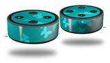 Skin Wrap Decal Set 2 Pack for Amazon Echo Dot 2 - Bokeh Butterflies Neon Teal (2nd Generation ONLY - Echo NOT INCLUDED)