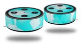 Skin Wrap Decal Set 2 Pack for Amazon Echo Dot 2 - Bokeh Squared Neon Teal (2nd Generation ONLY - Echo NOT INCLUDED)