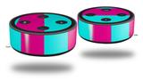 Skin Wrap Decal Set 2 Pack for Amazon Echo Dot 2 - Psycho Stripes Neon Teal and Hot Pink (2nd Generation ONLY - Echo NOT INCLUDED)