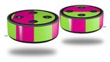 Skin Wrap Decal Set 2 Pack for Amazon Echo Dot 2 - Psycho Stripes Neon Green and Hot Pink (2nd Generation ONLY - Echo NOT INCLUDED)