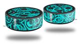 Skin Wrap Decal Set 2 Pack for Amazon Echo Dot 2 - Folder Doodles Neon Teal (2nd Generation ONLY - Echo NOT INCLUDED)