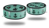 Skin Wrap Decal Set 2 Pack for Amazon Echo Dot 2 - Nautical Anchors Away 02 Seafoam Green (2nd Generation ONLY - Echo NOT INCLUDED)