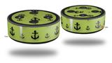 Skin Wrap Decal Set 2 Pack for Amazon Echo Dot 2 - Nautical Anchors Away 02 Sage Green (2nd Generation ONLY - Echo NOT INCLUDED)