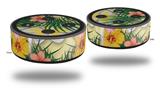 Skin Wrap Decal Set 2 Pack for Amazon Echo Dot 2 - Beach Flowers 02 Yellow Sunshine (2nd Generation ONLY - Echo NOT INCLUDED)