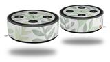 Skin Wrap Decal Set 2 Pack for Amazon Echo Dot 2 - Watercolor Leaves White (2nd Generation ONLY - Echo NOT INCLUDED)
