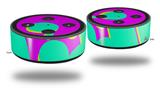 Skin Wrap Decal Set 2 Pack for Amazon Echo Dot 2 - Drip Teal Pink Yellow (2nd Generation ONLY - Echo NOT INCLUDED)