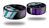 Skin Wrap Decal Set 2 Pack for Amazon Echo Dot 2 - Black Waves Neon Teal Purple (2nd Generation ONLY - Echo NOT INCLUDED)