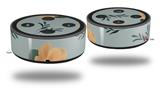 Skin Wrap Decal Set 2 Pack for Amazon Echo Dot 2 - Poppy Orange Light Blue (2nd Generation ONLY - Echo NOT INCLUDED)