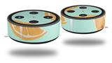Skin Wrap Decal Set 2 Pack compatible with Amazon Echo Dot 2 Oranges Blue (2nd Generation ONLY - Echo NOT INCLUDED)