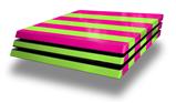 Vinyl Decal Skin Wrap compatible with Sony PlayStation 4 Pro Console Psycho Stripes Neon Green and Hot Pink (PS4 NOT INCLUDED)