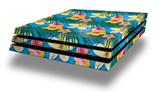 Vinyl Decal Skin Wrap compatible with Sony PlayStation 4 Pro Console Beach Flowers 02 Blue Medium (PS4 NOT INCLUDED)