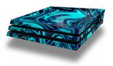 Vinyl Decal Skin Wrap compatible with Sony PlayStation 4 Pro Console Liquid Metal Chrome Neon Blue (PS4 NOT INCLUDED)