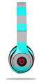 WraptorSkinz Skin Decal Wrap compatible with Beats Solo 2 and Solo 3 Wireless Headphones Psycho Stripes Neon Teal and Gray (HEADPHONES NOT INCLUDED)